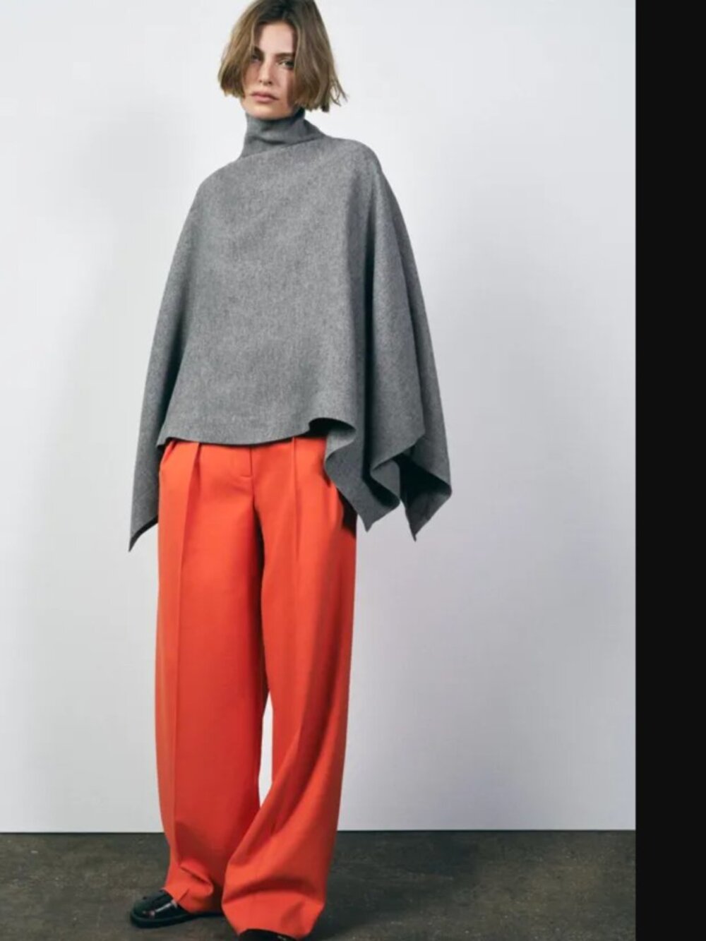 Zara ZW Collection Women Grey Manteco Wool Blend Oversized Cape Size M NWT 89$